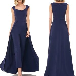 Kay Unger Alara Walk Through Jumpsuit New NWOT Navy Blue Size 6